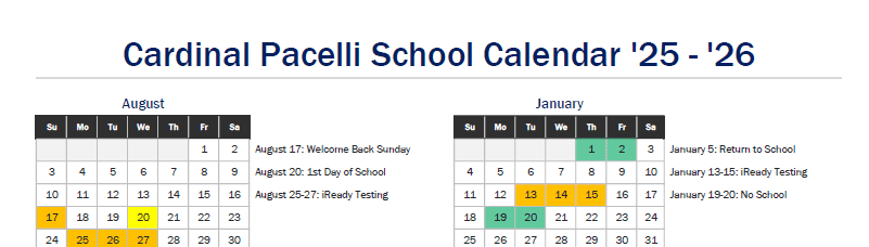 ’25-’26 School Calendar Updates