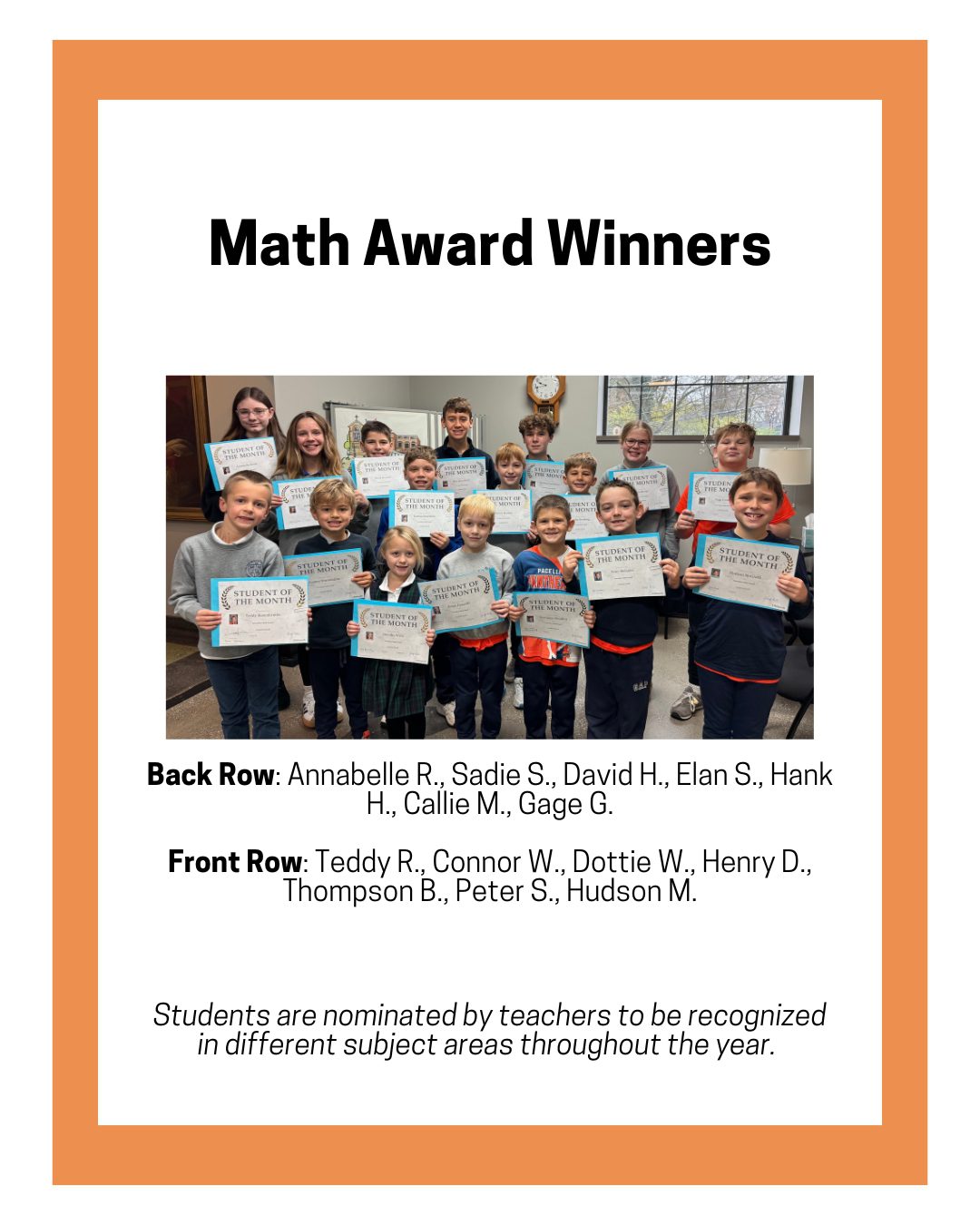 Pascal Math Contest Award Math Subject Awards – Cardinal Pacelli